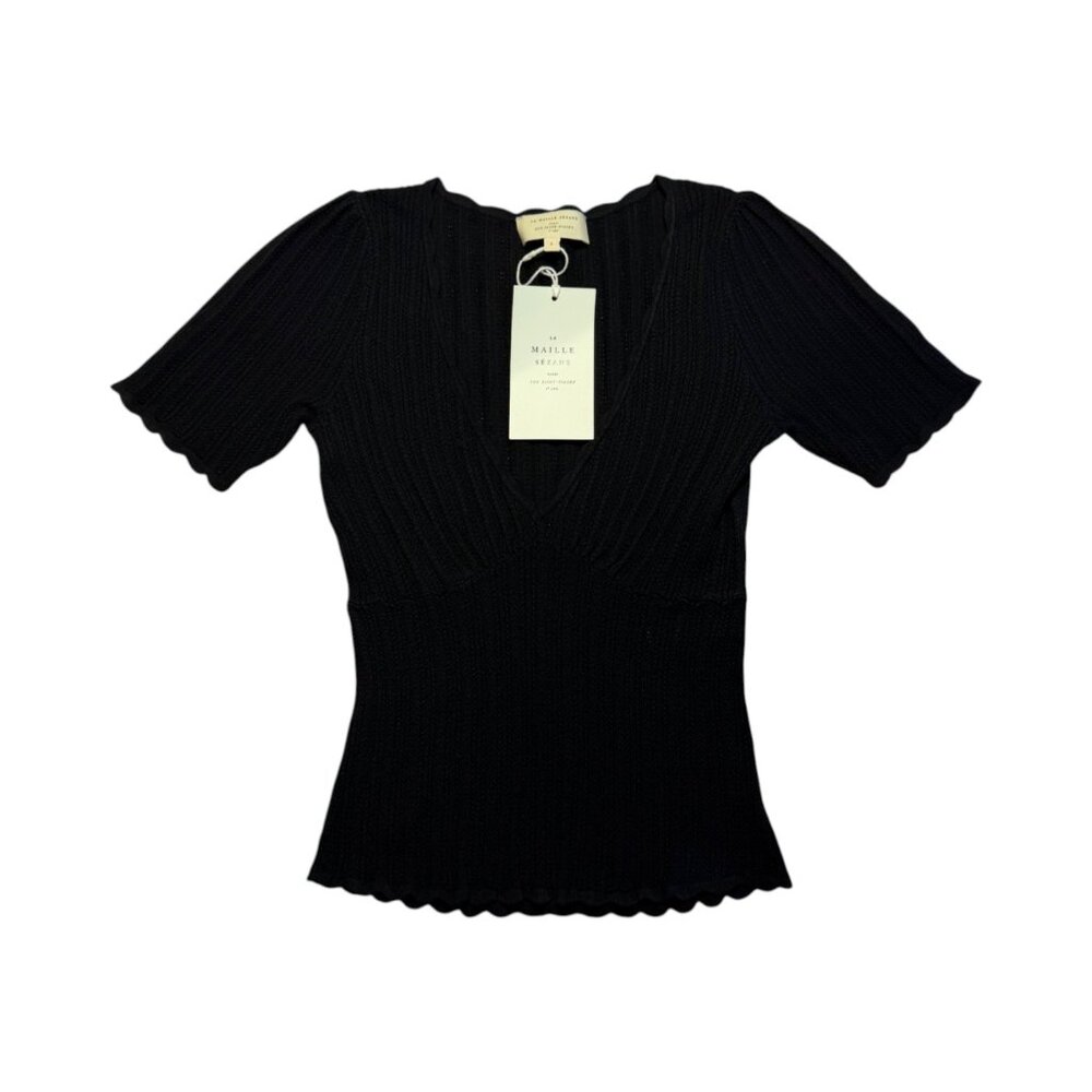 NWT Sezane Cloe Top in Black Size S